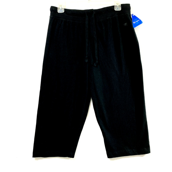 Champion Pants - Champion Capri Sweatpants Womens Medium Black Drawstring Joggers Comfy Casual